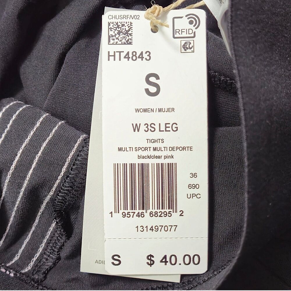 NEW Adidas Women’s Leggings Small Black 3-Stripe Sportswear Athleisure Size S - Picture 5 of 8